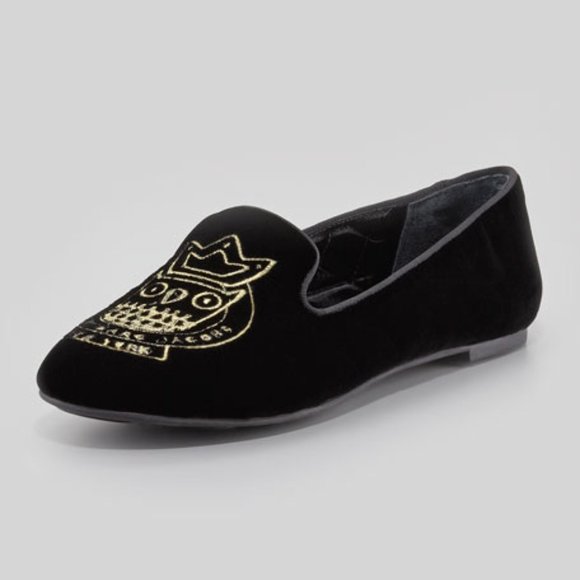 Marc Jacobs Shoes - MARC BY MARC JACOBS Black Velvet Owl Smoking Slipper